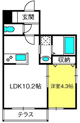 GRAND CHARIOT(1LDK/1階)の間取り写真