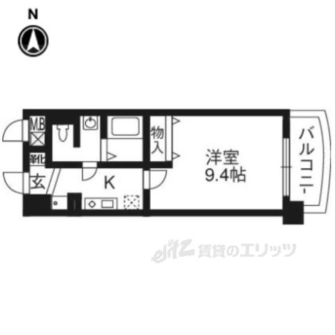 ジュネス四条烏丸(1K/6階)の間取り写真