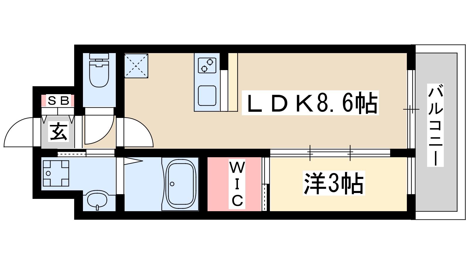セレニテ江坂グランデ(1LDK/12階)の間取り写真