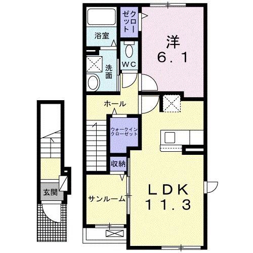 ファミール高浜(1LDK/2階)の間取り写真
