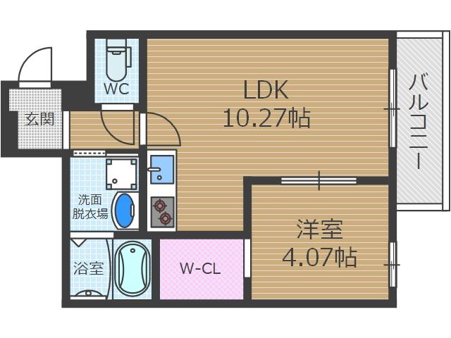 ソリティア総持寺(1LDK/2階)の間取り写真