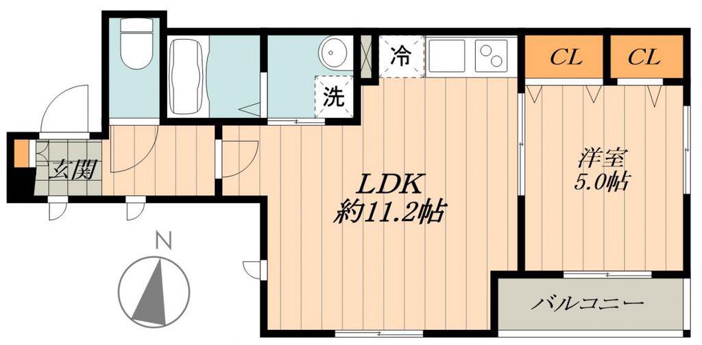 カサート松島(1LDK/2階)の間取り写真