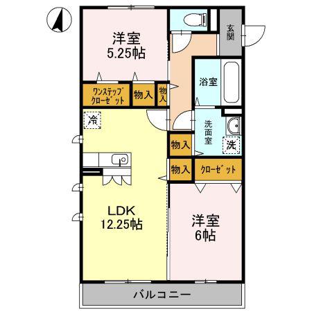プルメリア・グレイス(2LDK/3階)の間取り写真