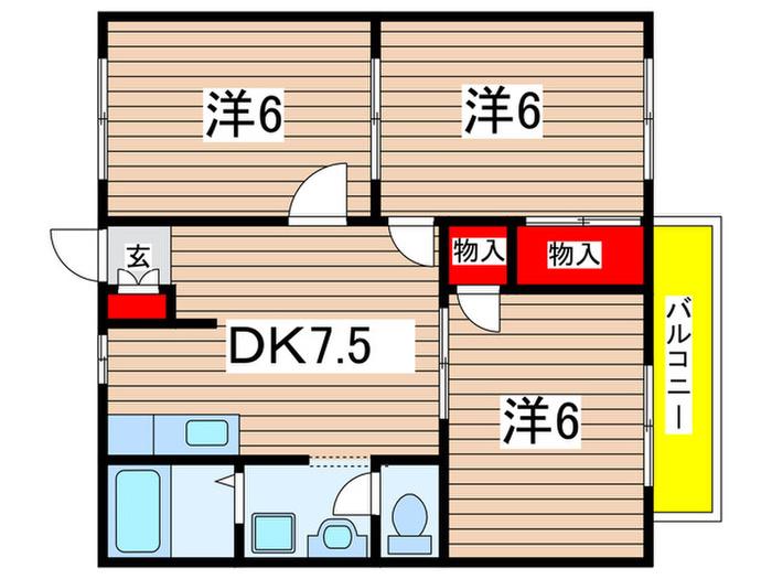 ハイツ祇園A(3DK/2階)の間取り写真