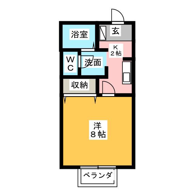 ウィステリア(1K/2階)の間取り写真