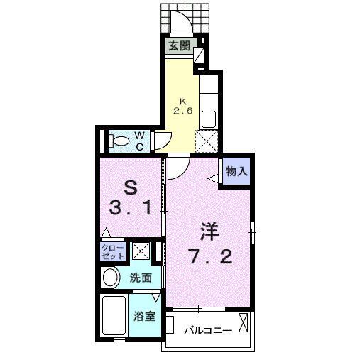 テラスノアイースト(1SK/1階)の間取り写真