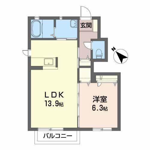 ぽっとハウス(1LDK/1階)の間取り写真