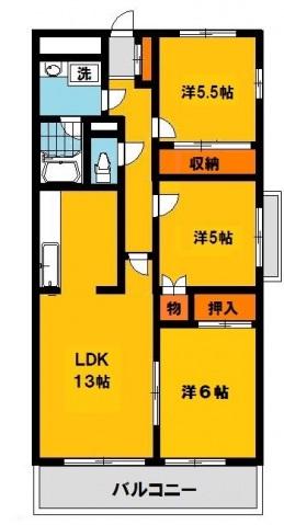 ROSE CORE COURT(3LDK/4階)の間取り写真
