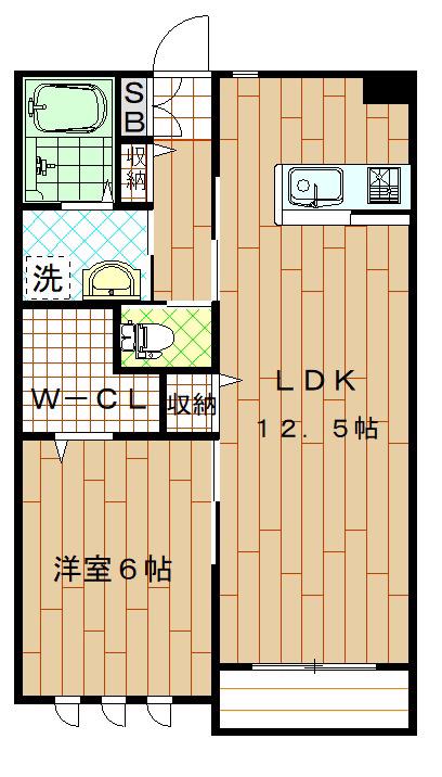 オランジュリー(1LDK/2階)の間取り写真