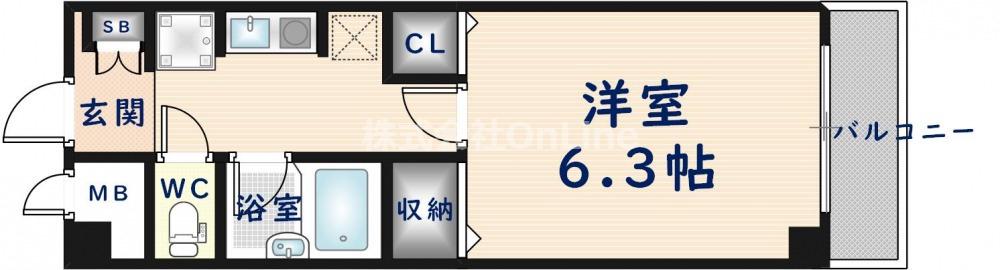 オークハイツ (1K/6階)の間取り写真