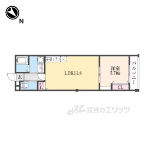 メゾン栗東辻(1LDK/2階)の間取り写真