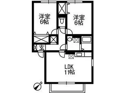 アルバコートB(2LDK/1階)の間取り写真