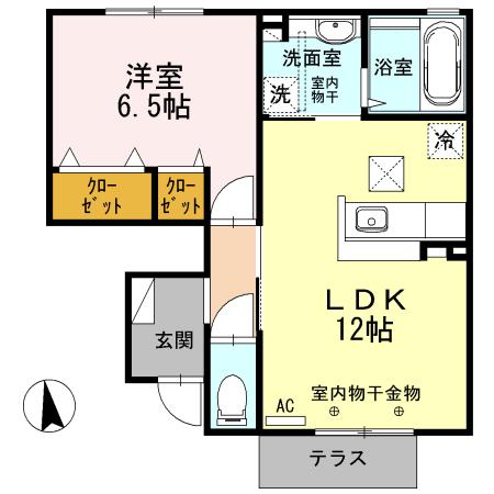 ストーリア有松(1LDK/1階)の間取り写真