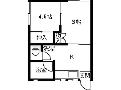 コーポ三好B(2K/2階)の間取り写真