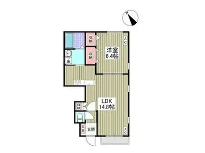 サンモリッツ・ワン(1LDK/1階)の間取り写真