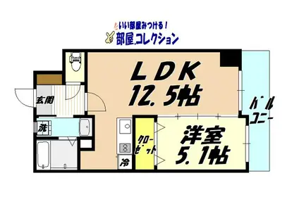 THE SQUARE・SUITE RESIDENCE(1LDK/7階)の間取り写真