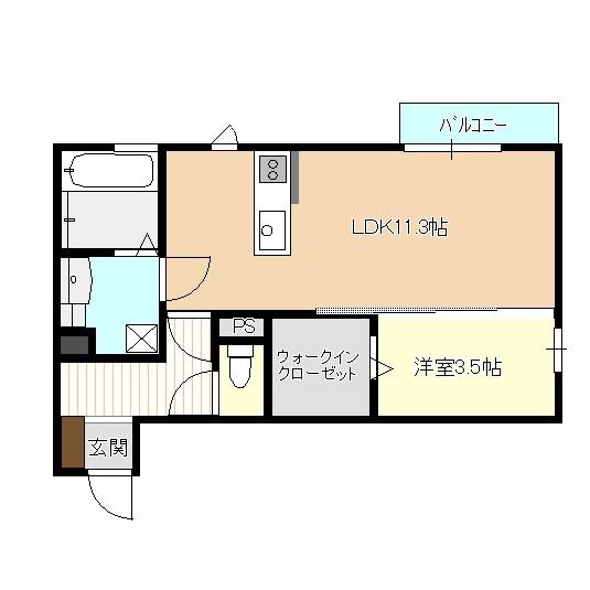 ナチュール北飯岡(1LDK/1階)の間取り写真