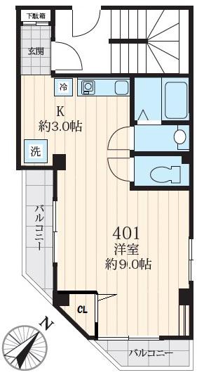 立石翔雄ビル(ワンルーム/4階)の間取り写真