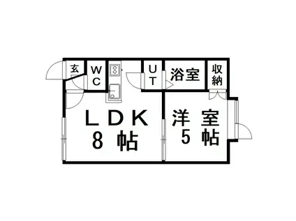 ユートピアK(1LDK/1階)の間取り写真