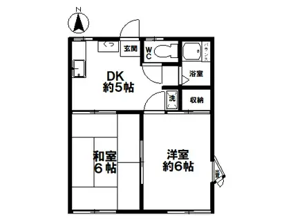 ベルゾーネ寿(2DK/2階)の間取り写真