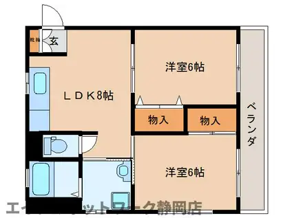 プログレス(2LDK/3階)の間取り写真