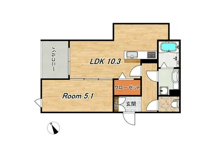 エヌズコート(1LDK/3階)の間取り写真