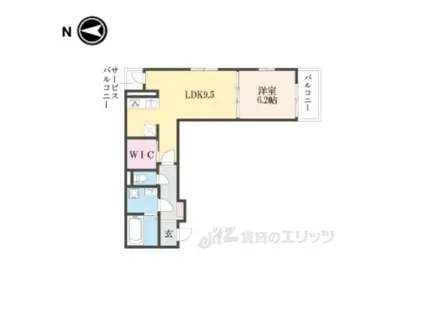近鉄橿原線 九条駅(奈良) 徒歩2分 3階建 築1年(1LDK/2階)の間取り写真