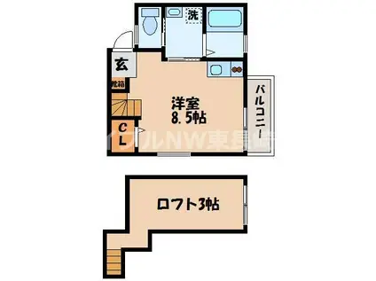 アメニティ東小島I(ワンルーム/2階)の間取り写真