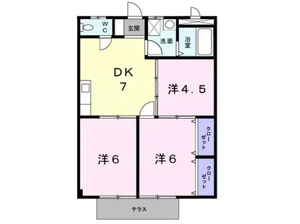 シティハイツ本宿III(3DK/1階)の間取り写真