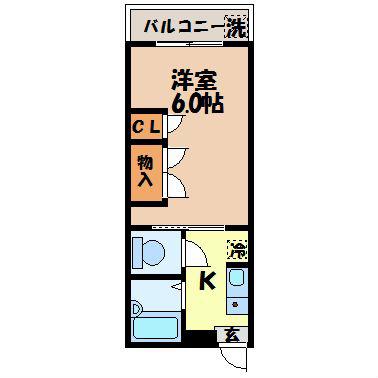サントピア中園(1K/5階)の間取り写真