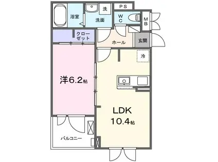 サンク フィチオ(1LDK/2階)の間取り写真