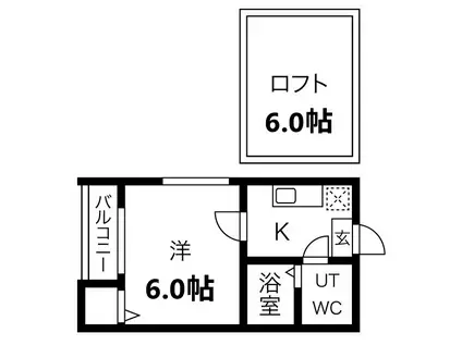 LUMINOUS矢田(1K/1階)の間取り写真