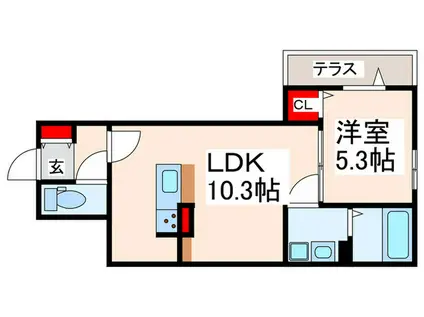 レクシア東葛西II(1LDK/1階)の間取り写真