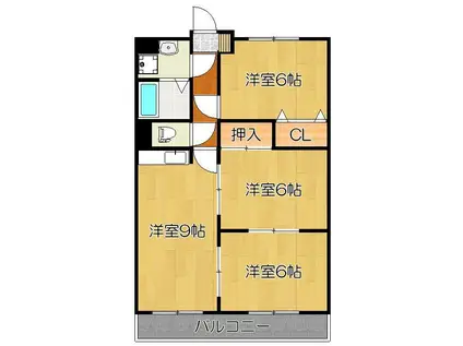 エバーグリーン(3LDK/3階)の間取り写真