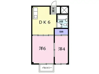 アミーゴ・ナカヤマ(2DK/2階)の間取り写真