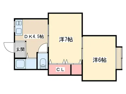 東三国第1マンション(2DK/4階)の間取り写真