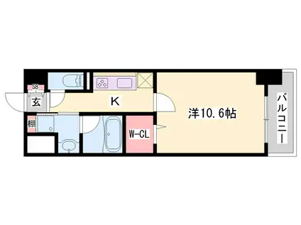 L・ISOBE三宮(1K/6階)の間取り写真
