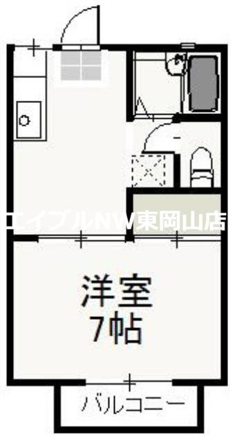 ノース・アヴァロン(1K/1階)の間取り写真