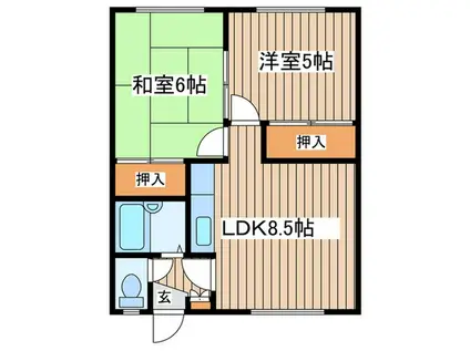 第五富久美荘(2LDK/2階)の間取り写真