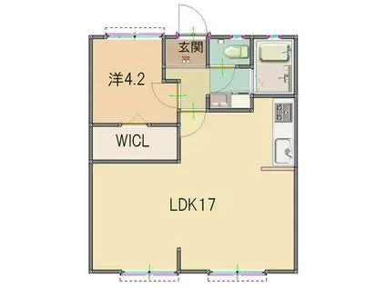 サンライフ雅C棟(1LDK/2階)の間取り写真