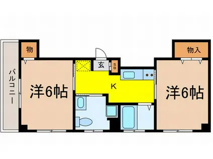 北町村上マンション(2K/3階)の間取り写真