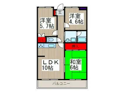 ベルメゾン武蔵浦和(3LDK/3階)の間取り写真