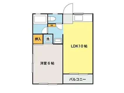 ハイツホソカワ(1LDK/2階)の間取り写真