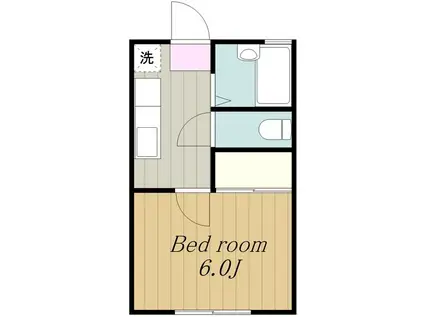 ハイツバンブーII(1K/2階)の間取り写真