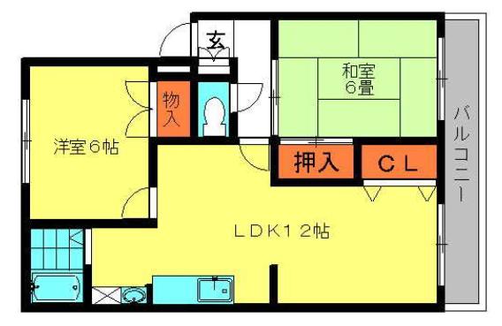 鳥井コーポ(2LDK/2階)の間取り写真