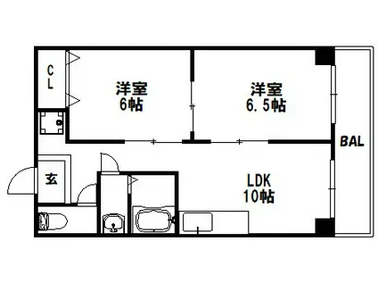 ダイバーシティ神戸長田B棟(2LDK/4階)の間取り写真