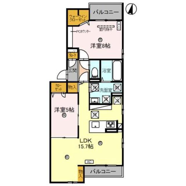 D-ROOM和歌山黒田(2LDK/1階)の間取り写真
