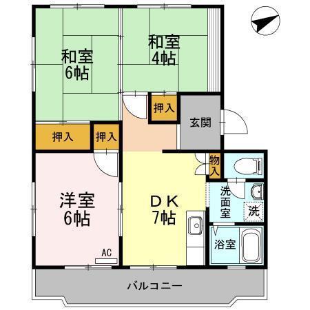 川口東マンション(3DK/3階)の間取り写真