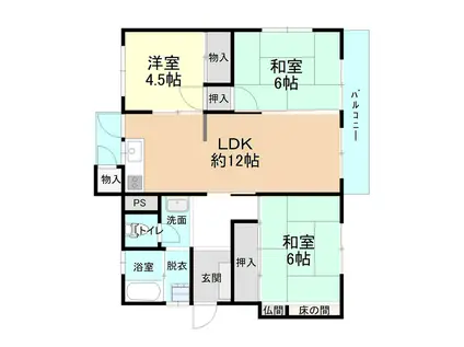 楠木マンションB(3LDK/2階)の間取り写真