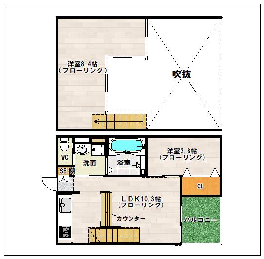 DREAM STAGE香椎OASE(1SLDK/2階)の間取り写真